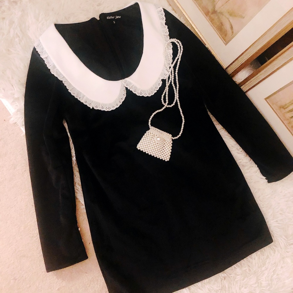 sister jane written in the stars Aquarius Scoop Neck Mini velvet Dress